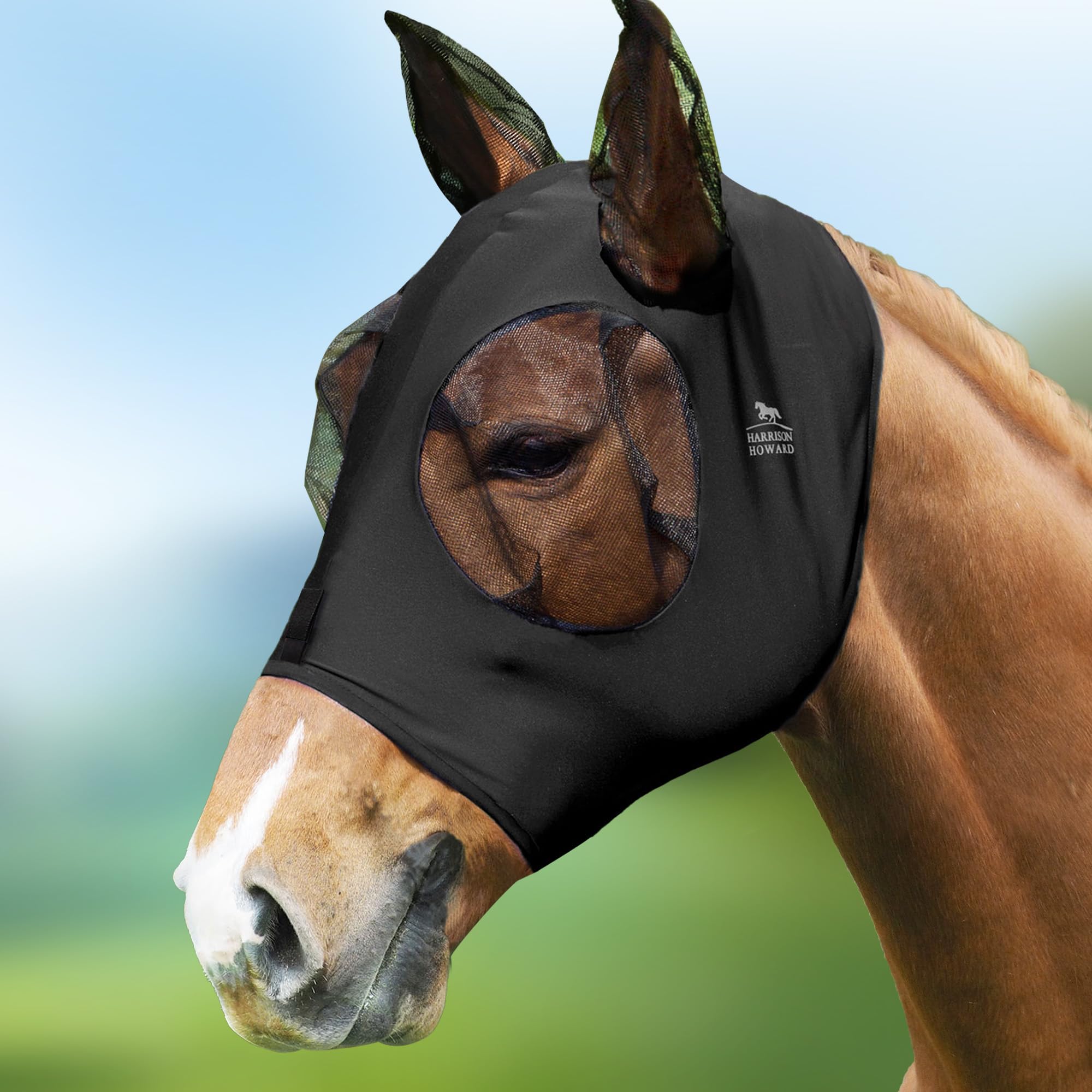 Harrison Howard Super Comfort Stretchy Fly Mask Large Eye Space with UV Protecti
