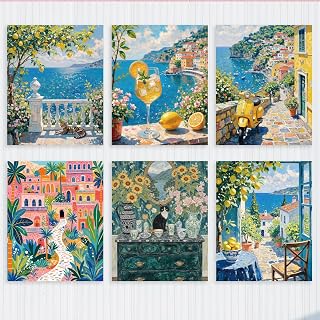 Amalfi Coast Wall Art Lemon Kitchen Decor Housewarming Gifts Italian Lemon Art Poster Cat Lovers Gifts Nature Landscape Decor