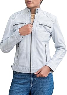 Café Racer Leather Jacket Women Zipper Motorcycle Biker Style Casual Fashion Genuine Lambskin Women Leather Jacket