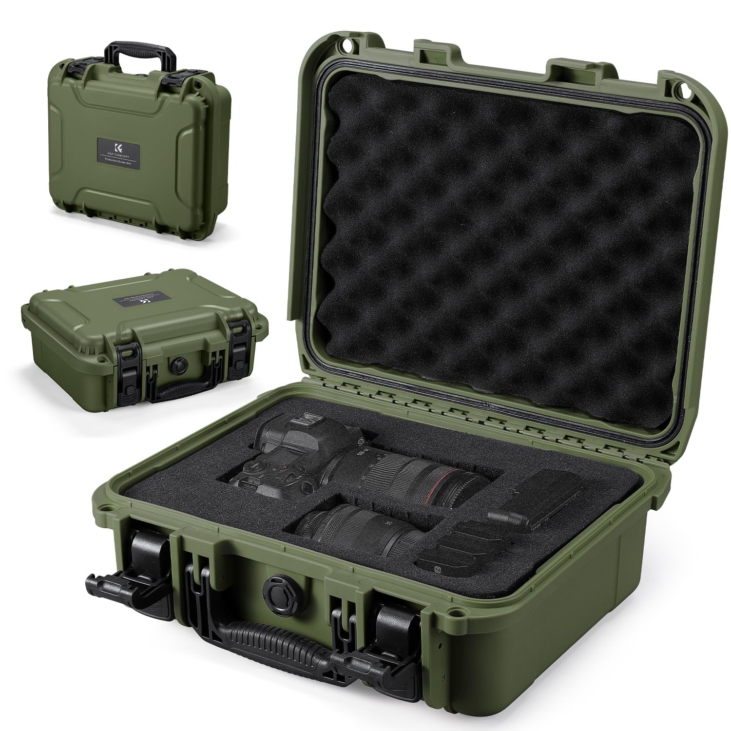 K&F CONCEPT Waterproof Hard Case, IP67 Protective Case with Pre-Scored Foam