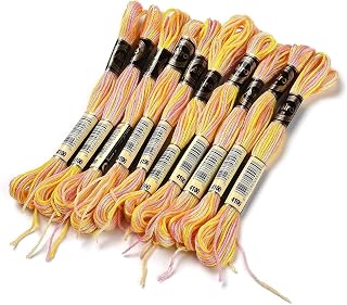 10 Skeins Light Gold Embroidery Thread 0.5mm 6 Ply Polyester Cross Stitch Threads Friendship Bracelets Craft Thread 8 Meters