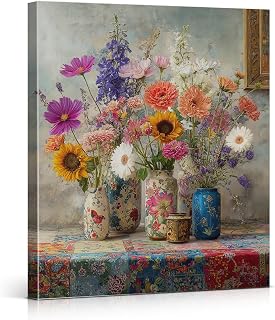 Colorful Flowers Wall Art Floral Vase Colorful Wildflower Poster Wall Decor