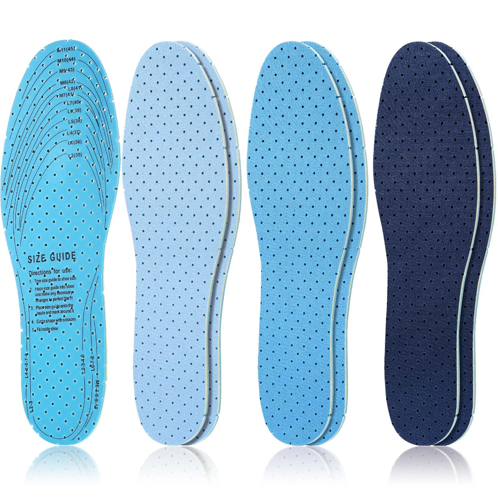 Sintege 3 Pairs Breathable Shoe Insoles Inserts, Gradient Blue