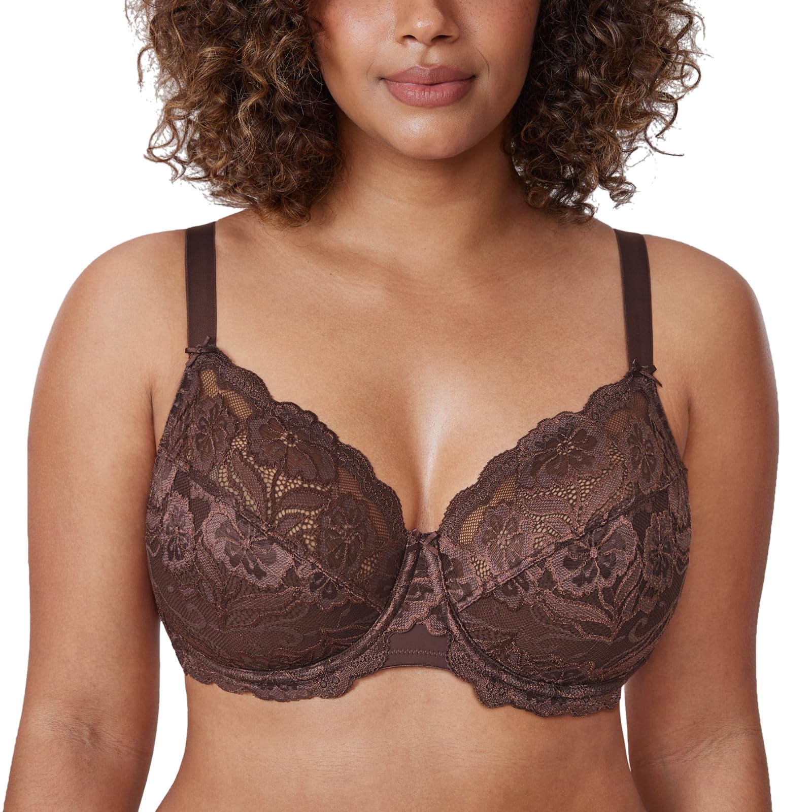 DELIMIRA Women's Plus Size Lace Underwired Bra