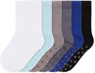 Bramble & Bear (Pack of 6/12) Unisex Baby Grip Socks - Soft Cotton Non Slip Socks - Assorted Blue and Pink in Sizes 0-5 Years
