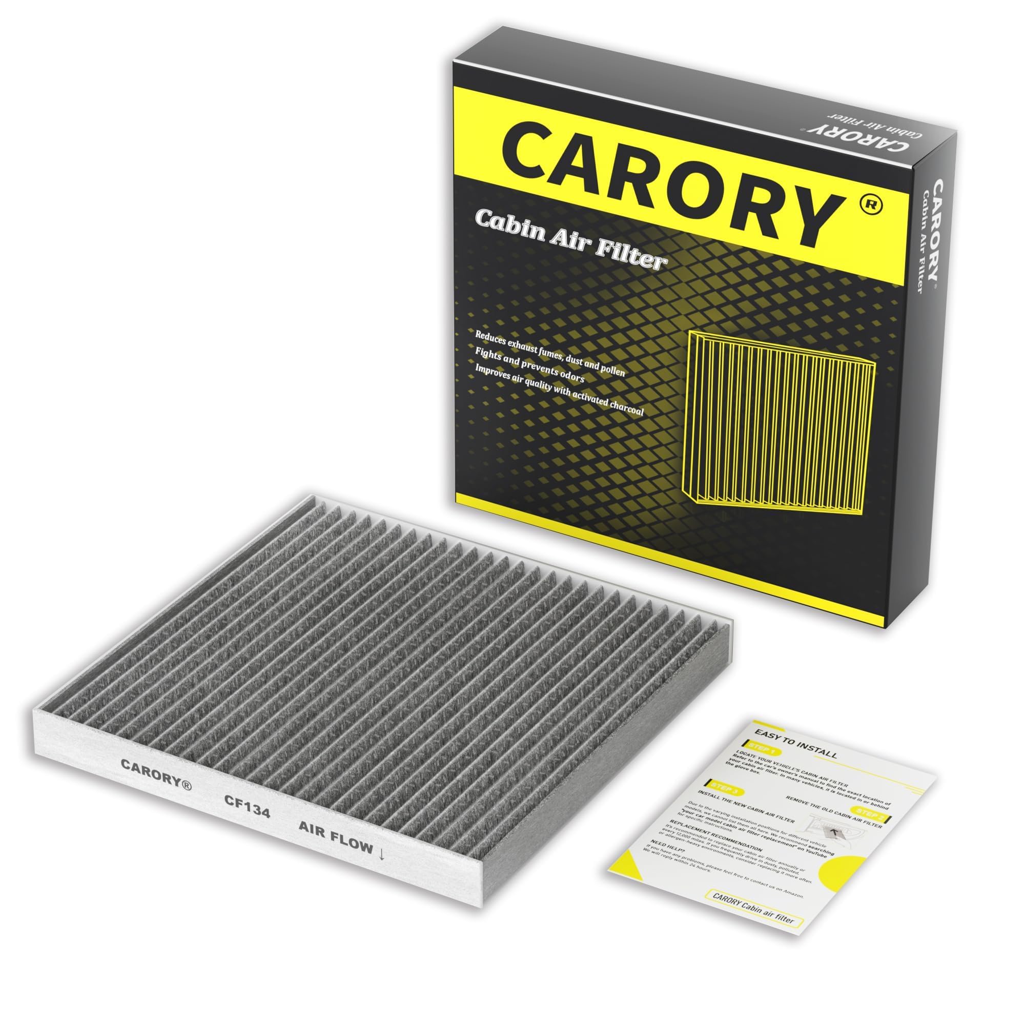 CARORY Cabin Air Filter w/Activated Carbon for Honda Accord 2003–2022, Civic 200