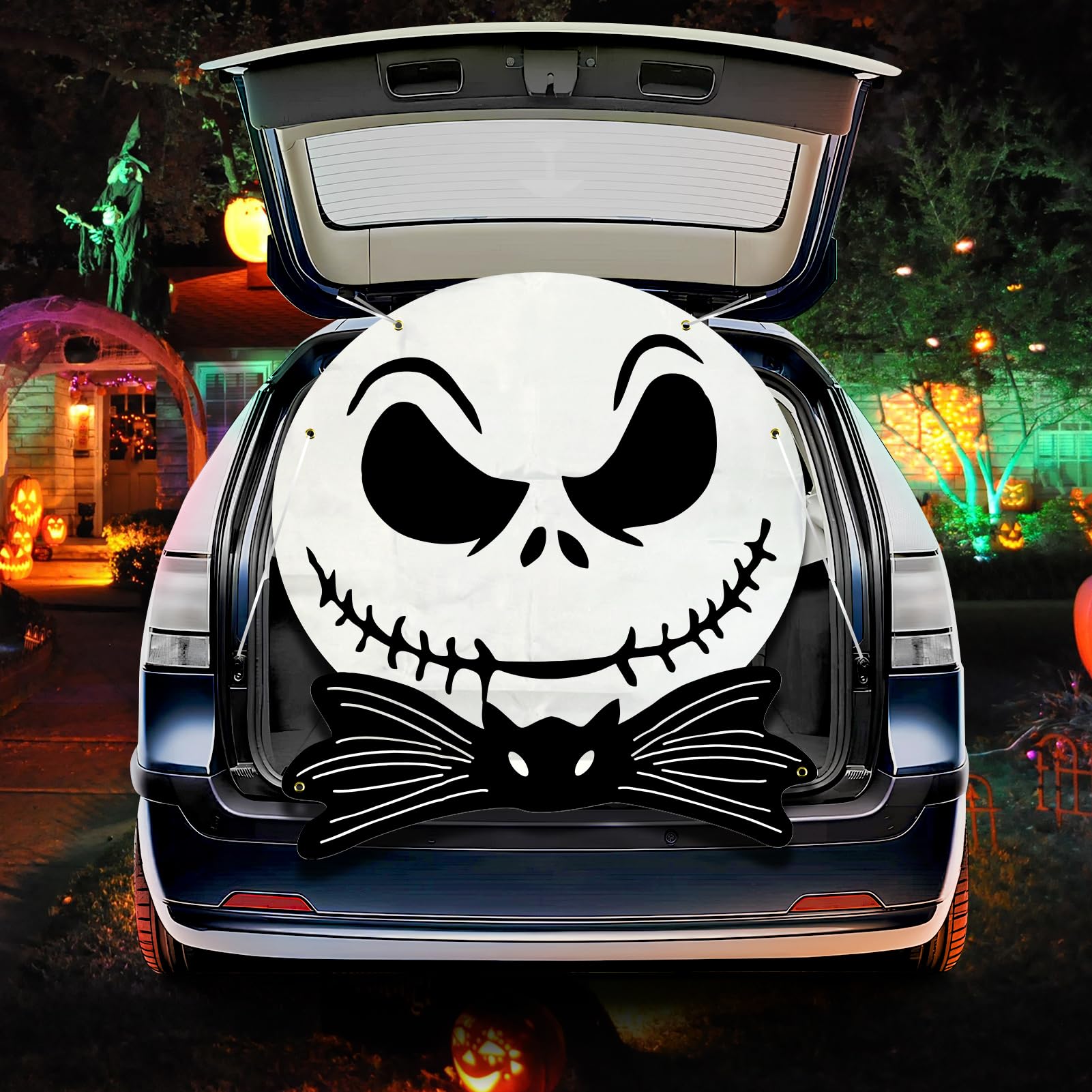 Halloween Skeleton Trunk or Treat Car Decorations Kit, Large Waterproof Skull Tr