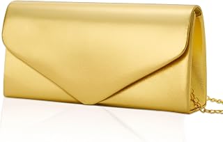 Larcenciel Bolso Mujer, Elegante Bolso Cuero Mujer con Cadena Desmontable, Moda Clutch Sobre de Noche para Boda Fiesta