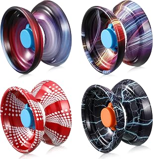 Chalyna 4 Pack Alloy Responsive Yoyo for Kids Beginners with String | Metal Yoyo Set, Auto Return, Smooth Spin Trick Ball for Boys Age 8-12 and Beginners Learning Yoyo Skills