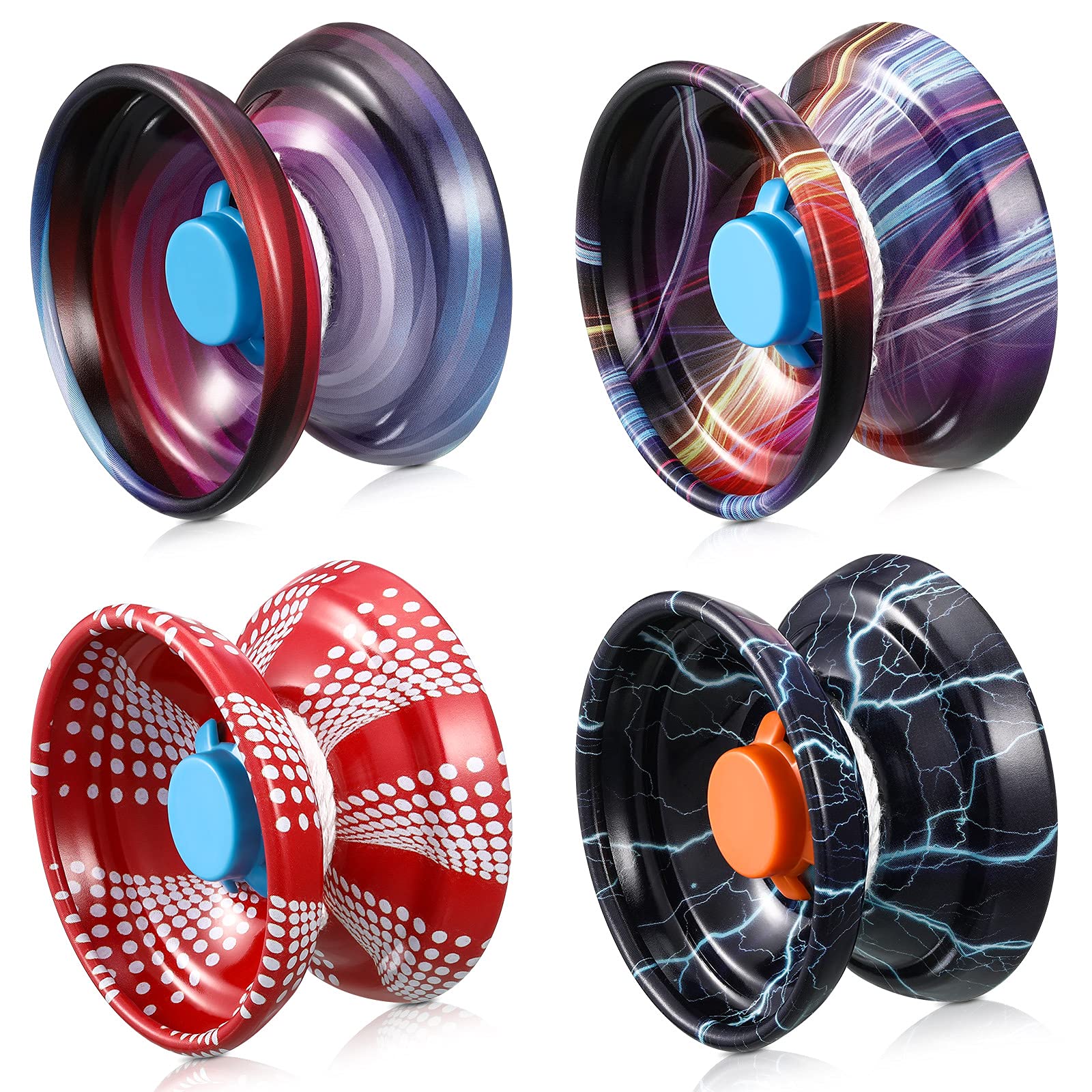 Chalyna 4 Pack Alloy Responsive Yoyo for Kids Beginners with String | Metal Yoyo