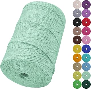 Jute Twine String, 2mm 656 Feet Natural Garden Twine for Crafts, Colored Jute Rope 3-Ply Hemp String for Gift Wrapping, Gardening, Wedding and Christmas Decorations (Aqua Blue)