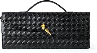 Joryin Woven Purse for Women Evening Clutch Woven Leather & Suede Handbags Crossbody Bag Suede Purse Formal Evening Bag