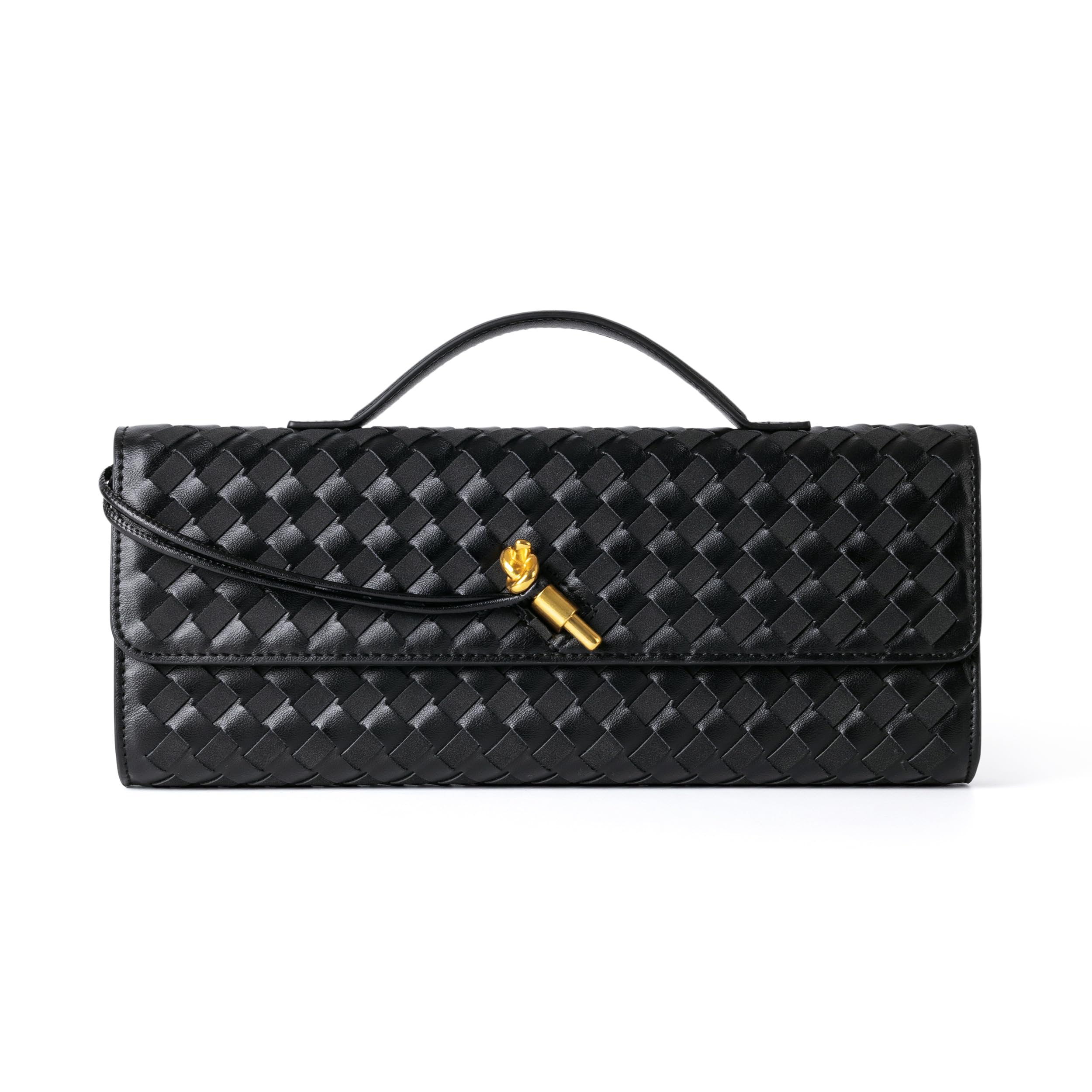 Joryin Woven Purse for Women Evening Clutch Woven Leather & Suede Handbags Cross
