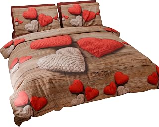 PETTI Artigiani Italiani - Double Duvet Cover Set 200 x 200 cm (1 Pillowcase 50 x 80 cm Included) Soft Microfibre Duvet Cover Set with Digital Print - Made in Italy - Heart