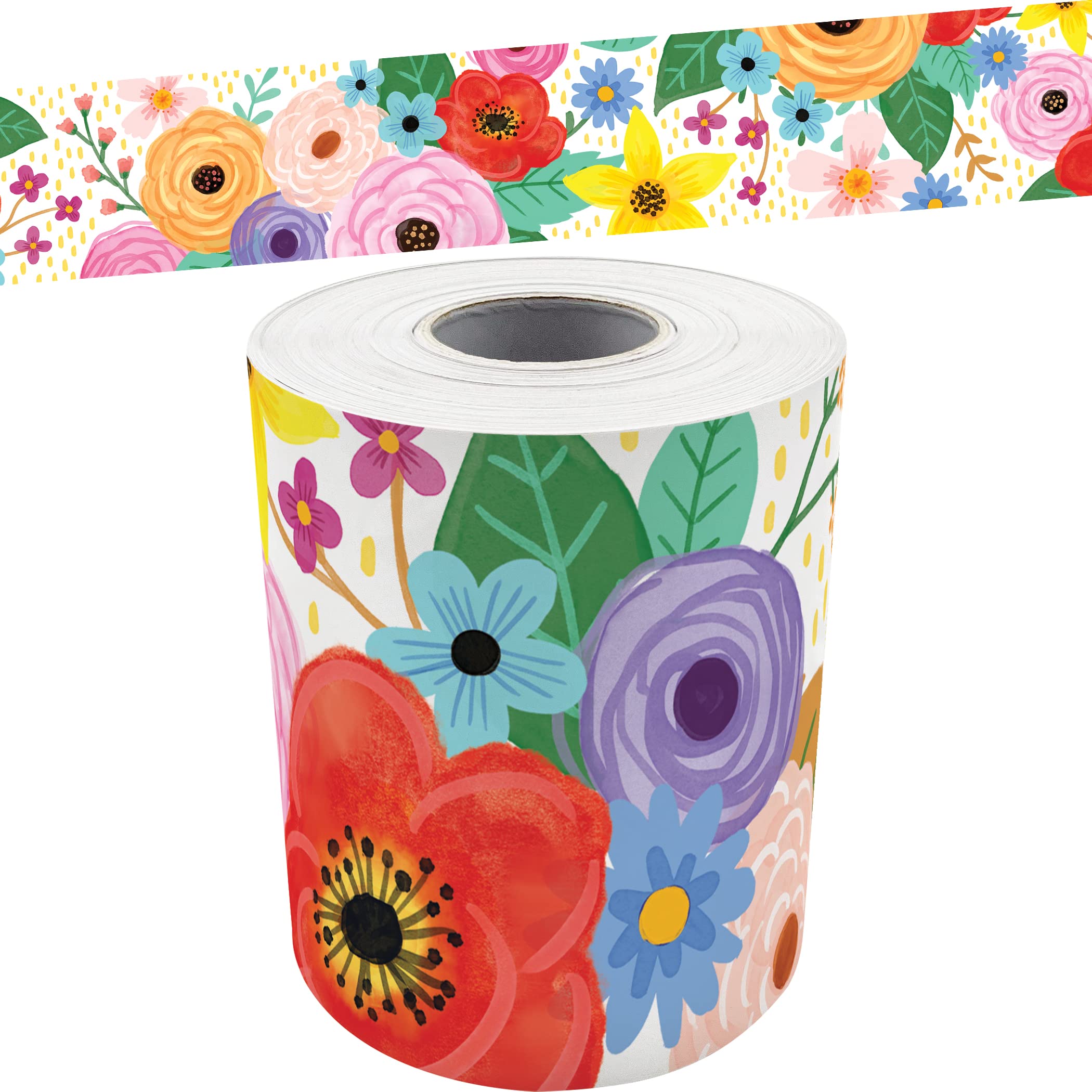 Teacher Created Resources Wildflowers Straight Rolled Border Trim - 50ft - Decor