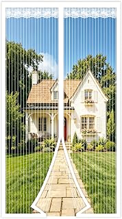 DIKER Magnetic Fly Screen Door, Fly Nets for Doors 75 X 200cm, Door Fly Screen, Screen Mesh Insect Protection Door No Gap, Easy to Install Without Drilling, Keep Bugs Out Lets Fresh Air in, White