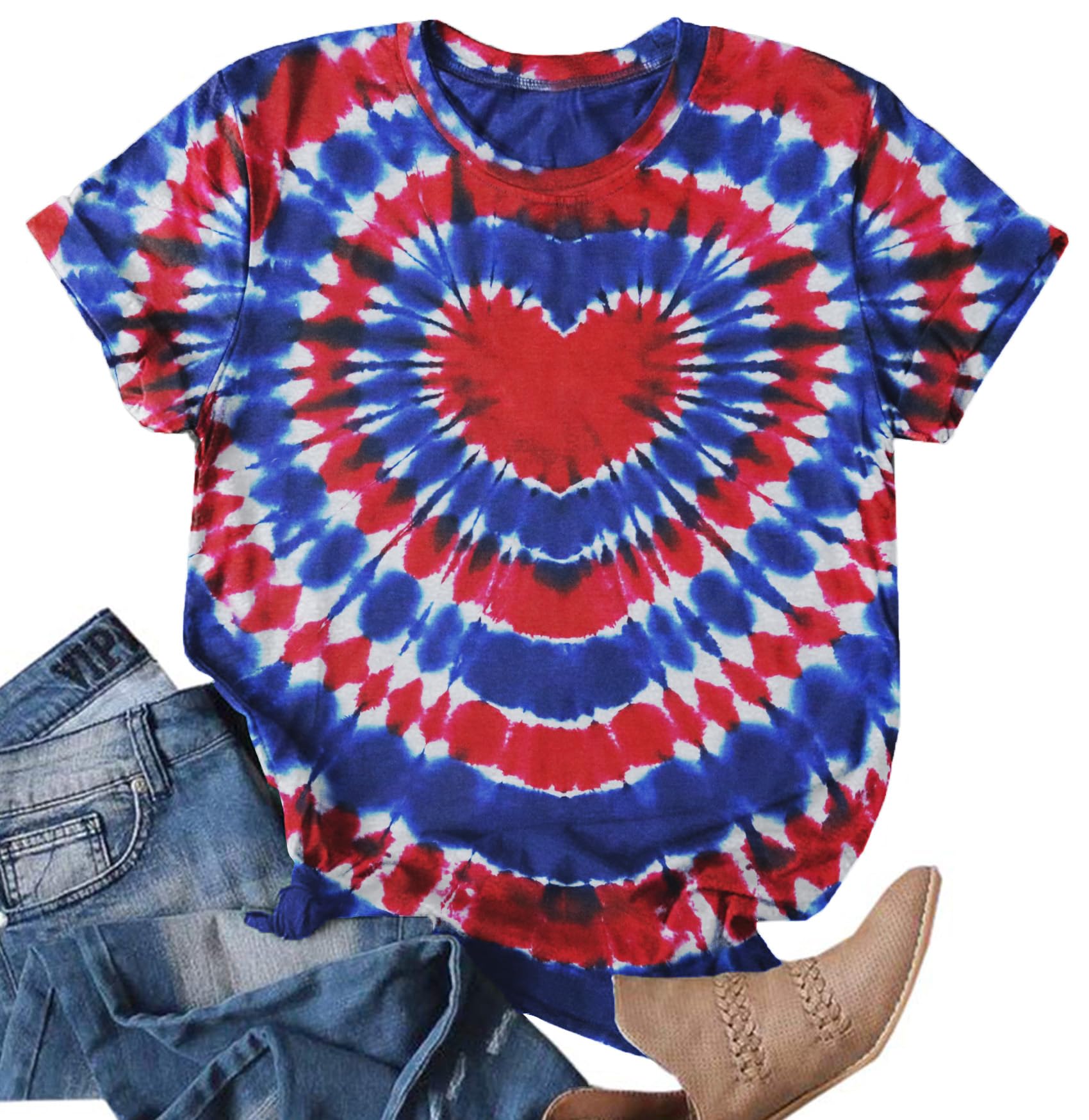 VVNTY T-shirt da donna per San Valentino con stampa a cuore carino maglietta gra