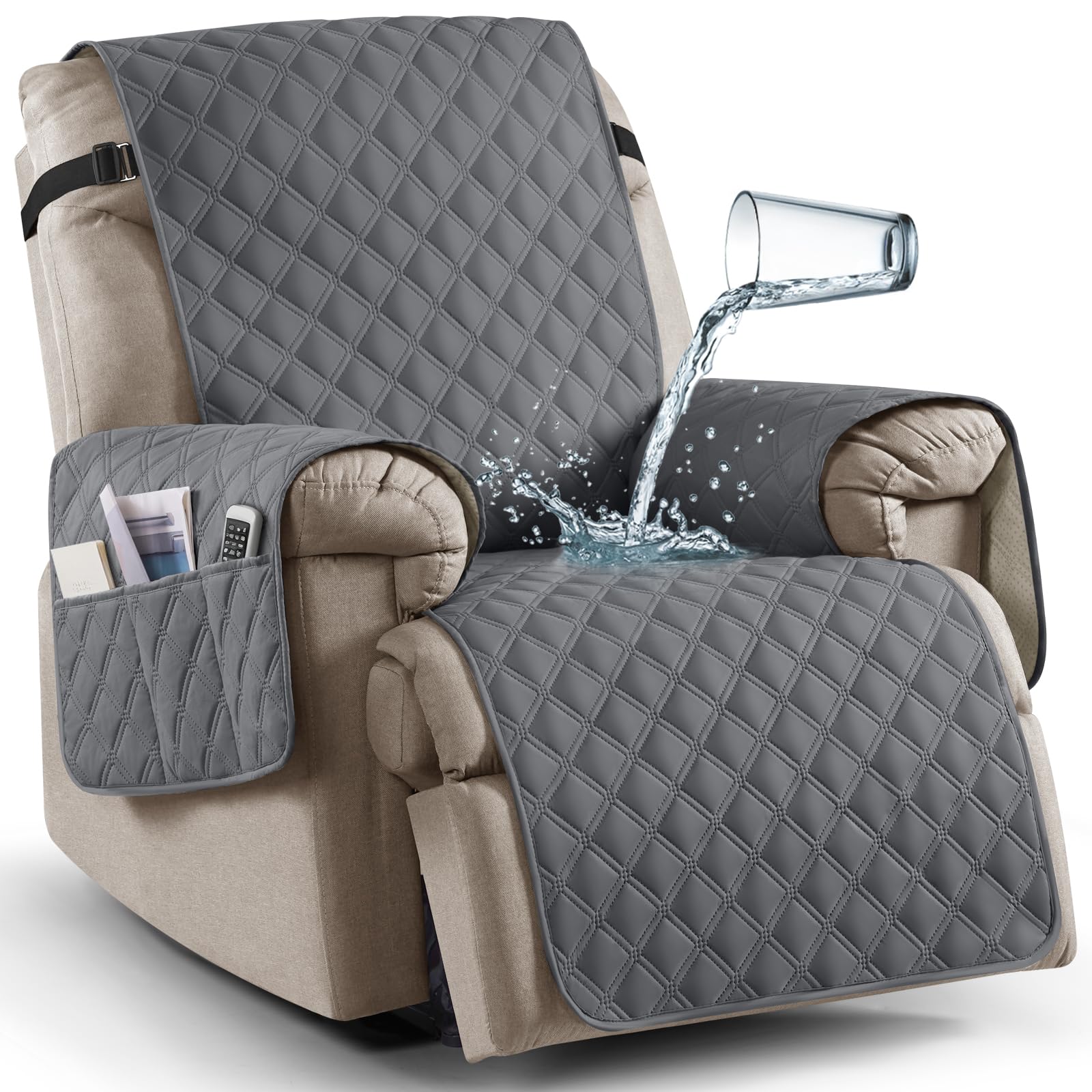 Ruaozz 100% Waterproof Recliner Chair Cover Non-Slip Reclining Cover for Recline