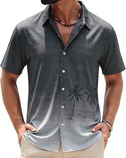 ELETOP Men's Hawaiian Shirt Tropical Beach Short Sleeve Casual Shirt