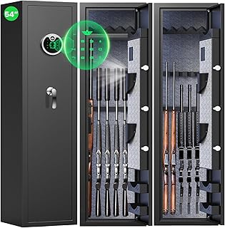 Luzfuego 5-7 Fireproof Gun Safe, Digital Gun Safe for Rifles and Pistols with LCD Keypad, Quick Acces Heavy Long Gun Cabinet for Rifes and Shotguns with Dual Alarm and LED Light
