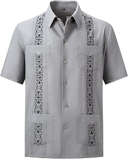 Men's Guayabera Shirts Short Sleeve Casual Snap Shirts
