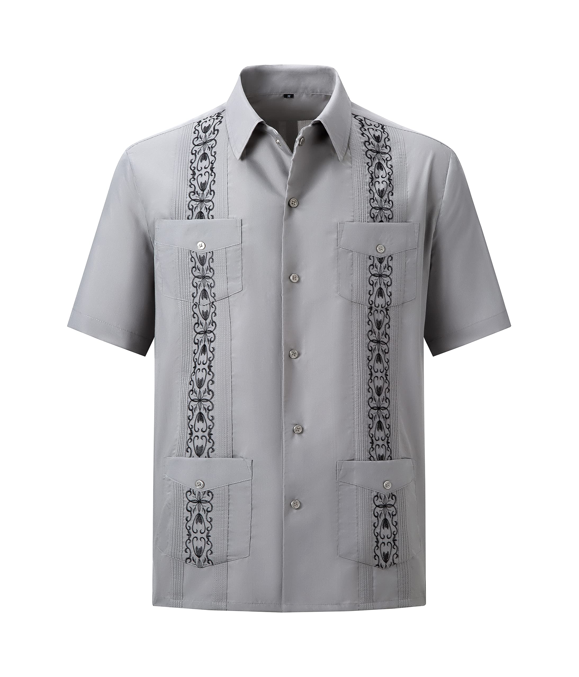Men's Guayabera Shirts Short Sleeve Casual Snap Shirts