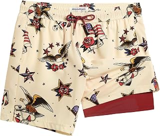 maamgic Men's 2 in 1 Quick Dry 14 cm Stitching Swim Trunks