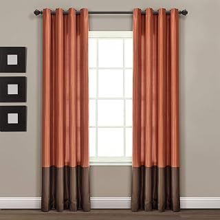 Lush Decor Color Block Prima Window Curtain Set for Living Room, Dining Room, Bedroom, 54 x 84 inch, 84 x 54 inch, Brown/Rust