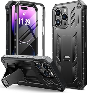 FNTCASE for iPhone 14 Pro Max Case, Built-in Screen Protector, Kickstand