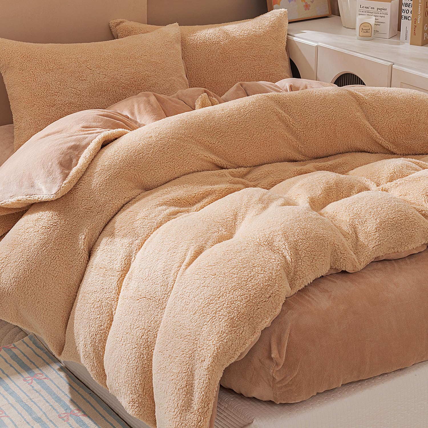 Duvet Cover Set, Semi Double Sheep Boa, Flannel, Warm, 4-Piece Set, Midwinter, H