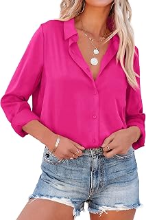 NONSAR Women's Elegant Long Sleeve High Collar Office Casual Blouse
