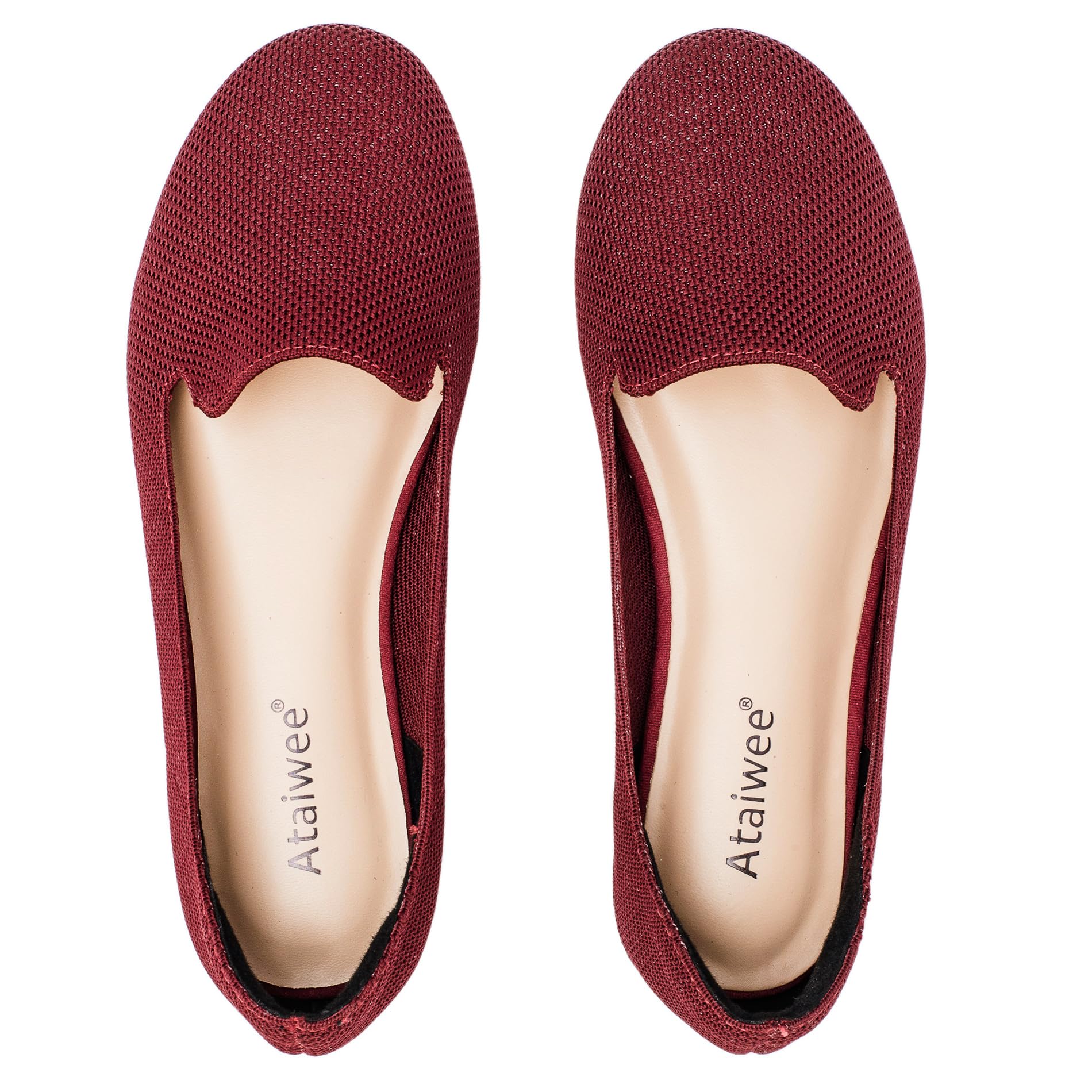 Ataiwee Women's Wide Width Flat Shoes Knit Dress Flats