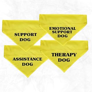 Over the Collar Yellow Bandana for Therapy Dogs - Emotional Support (Emotional Support Dog, Medium)