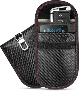 TICONN 2PK Faraday Bag for Car Key Fob, Anti-Theft NFC RFID Blocking Pouch | Protect Against Keyless Car Theft, Dual-Pocket Storage, Water-Resistant Exterior, Secure Keychain Hole, 3 Size Options