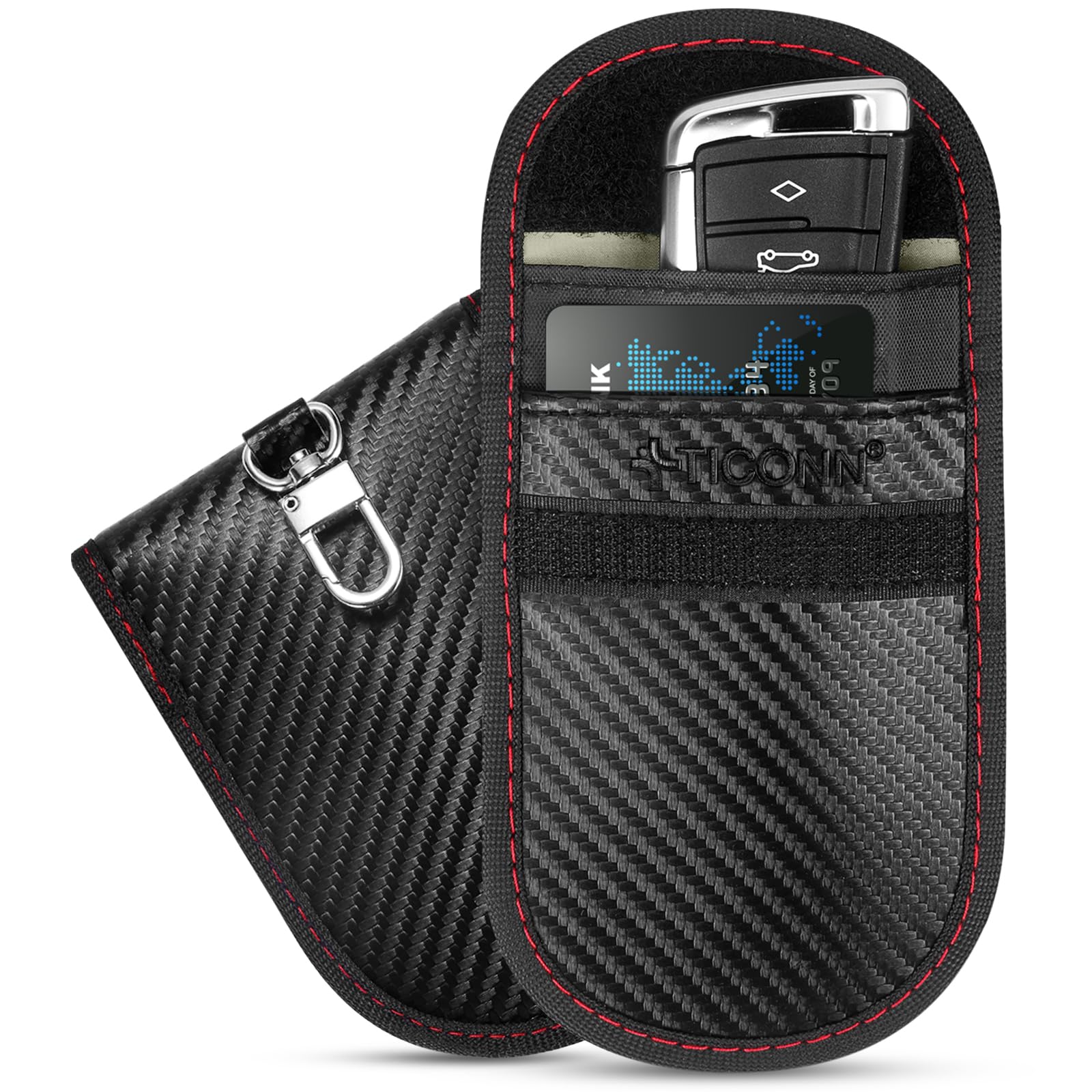 TICONN 2PK Faraday Bag for Car Key Fob, Anti-Theft NFC RFID Blocking Pouch | Pro