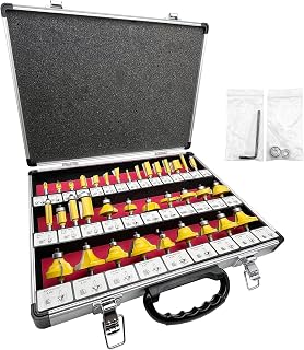 LU&MN Carbide Tipped Router Bit Set, 1/4" Shank, 35 PCS | Premium-Grade Carbide Tipped, for Edging, Trimming, Veining & Grooving, Ideal for Woodworking DIY & Professional Carpenters