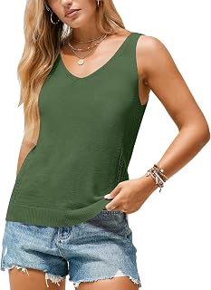 Arach&Cloz Canotte da donna 2025 senza maniche con scollo a V in maglia alla moda casual alla moda