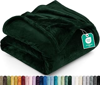 Utopia Bedding Soft Fleece Bed Blanket Queen Size Forest Green (90x90 Inch)