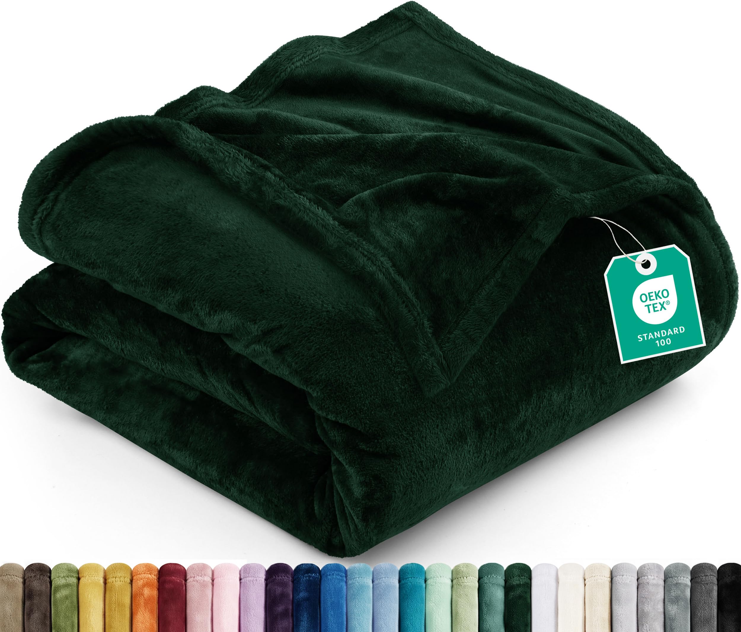 Utopia Bedding Soft Fleece Bed Blanket Queen Size Forest Green (90x90 Inch)