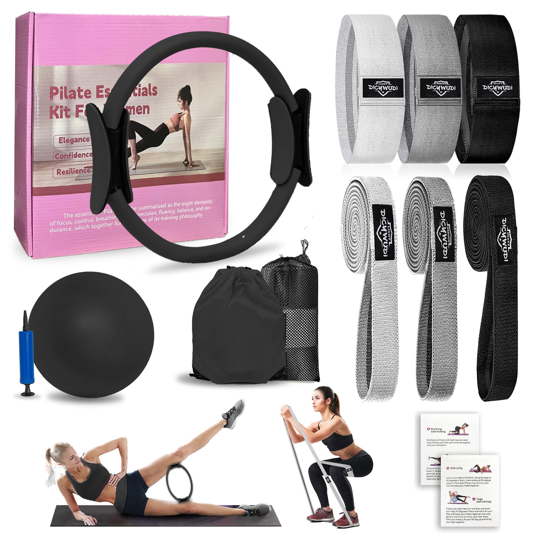 DICYWUDI Pilates Essentials Kit for Home Women, Pilates Equipment for Workouts, 