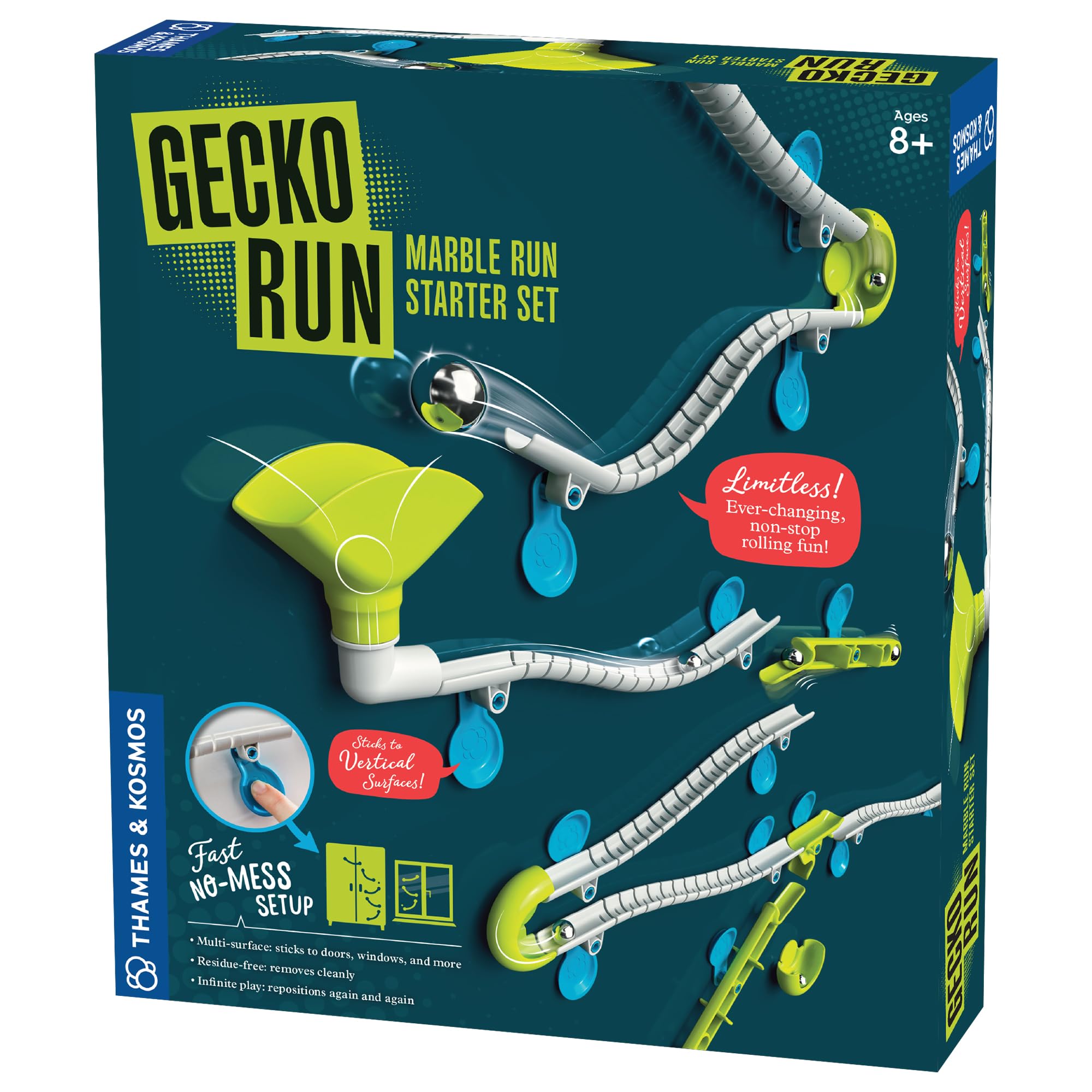 Gecko Run: Marble Run - Starter Set | Construction Set | Sticks to Any Smooth Su