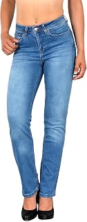 ESRA Stretch Women's Jeans Trousers High Waist Jeans Women's Straight Leg Trousers up to Plus Size G300