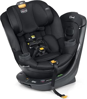Chicco Fit360 ClearTex Rotating Convertible Car Seat | 360-Degree 1-Hand Rotation, Self-Tensioning Lock System, ClearTex Fabrics, Magnetic Chest Clip, 4-65lbs., Obsidian