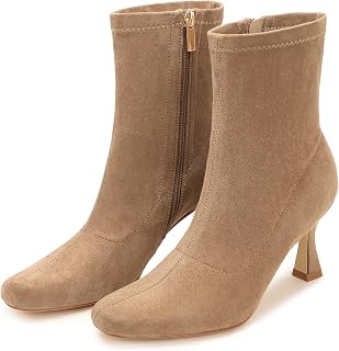 IDIFU Ankle Boots for Women Kitten Low Heel Square Toe Fall Booties