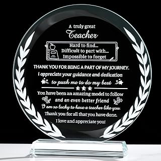 Movdyka Teacher Gifts, Teacher Appreciation Gifts for Women, Crystal Plaque Decor, Best Retirement Graduation End of Year Birthday Christmas Ideal Gifts for Teacher, Clear