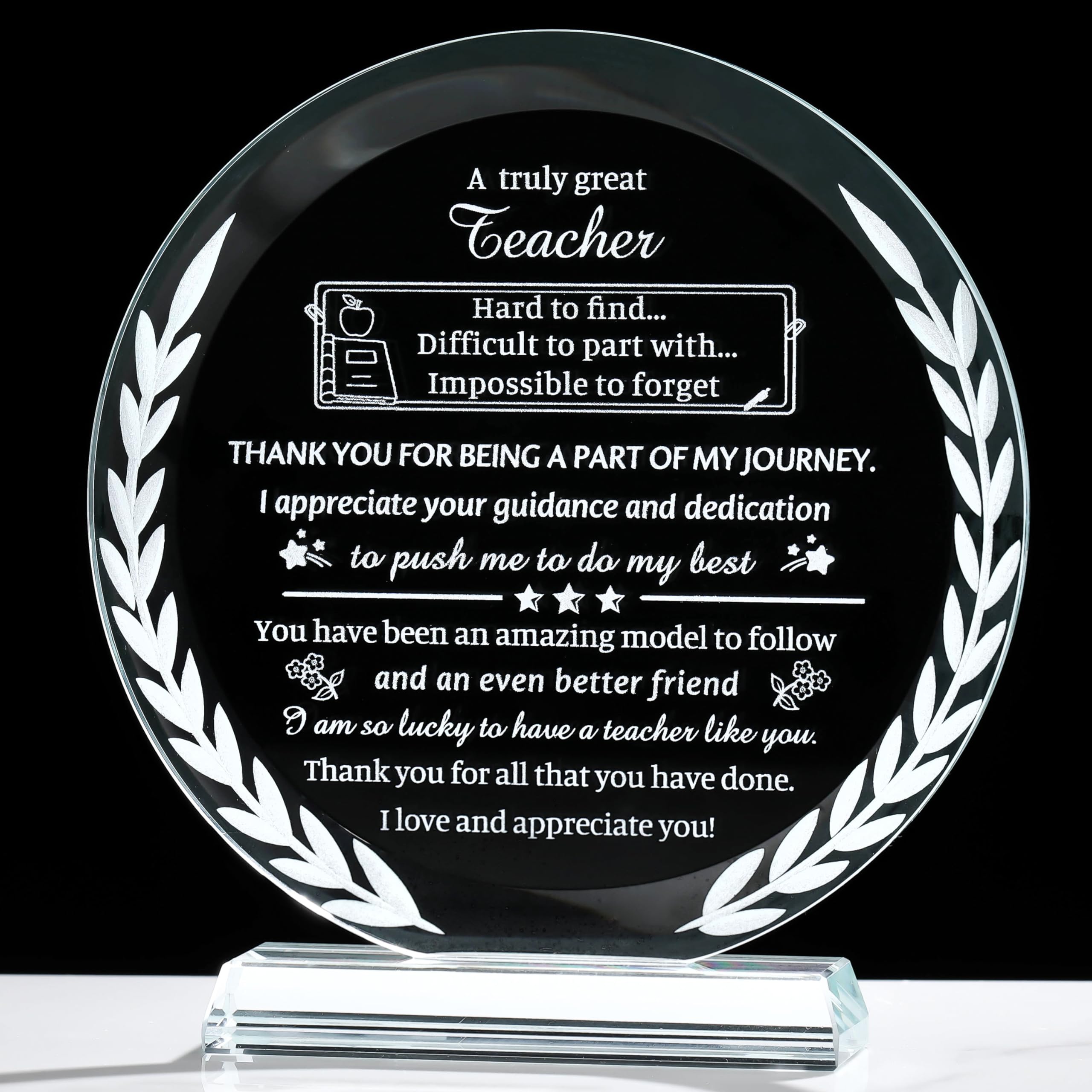 Movdyka Teacher Gifts, Teacher Appreciation Gifts for Women, Crystal Plaque Deco