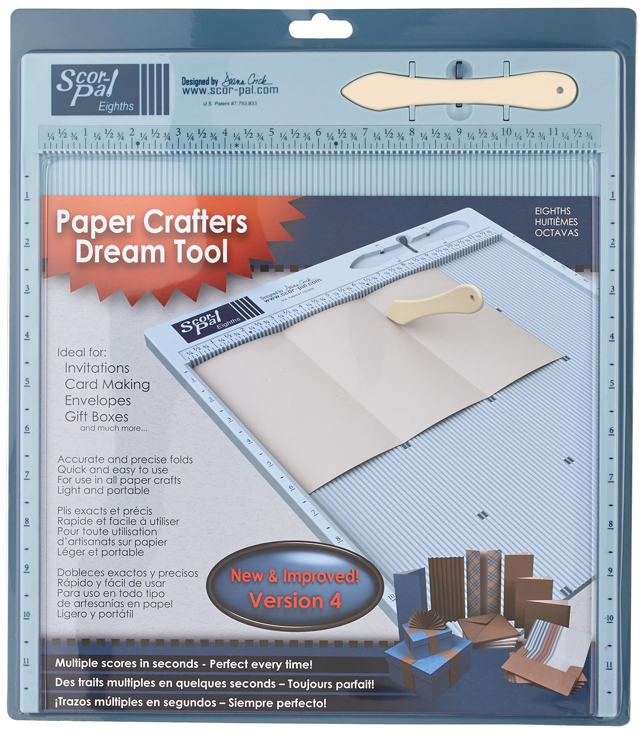 Scor-Pal Scoring Board, 12" x 12", 1/8" Space Grooves, Measuring and Scoring Too
