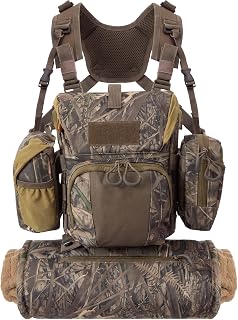 Locmeo Binocular Harness Chest Pack, Hand Warmer, Multi Pocket, Camo | Adjustable Shoulder Straps, Built‑in Rangefinder Pouch, Bino Harness for Hunting, Hiking & Giftable Outdoor Use