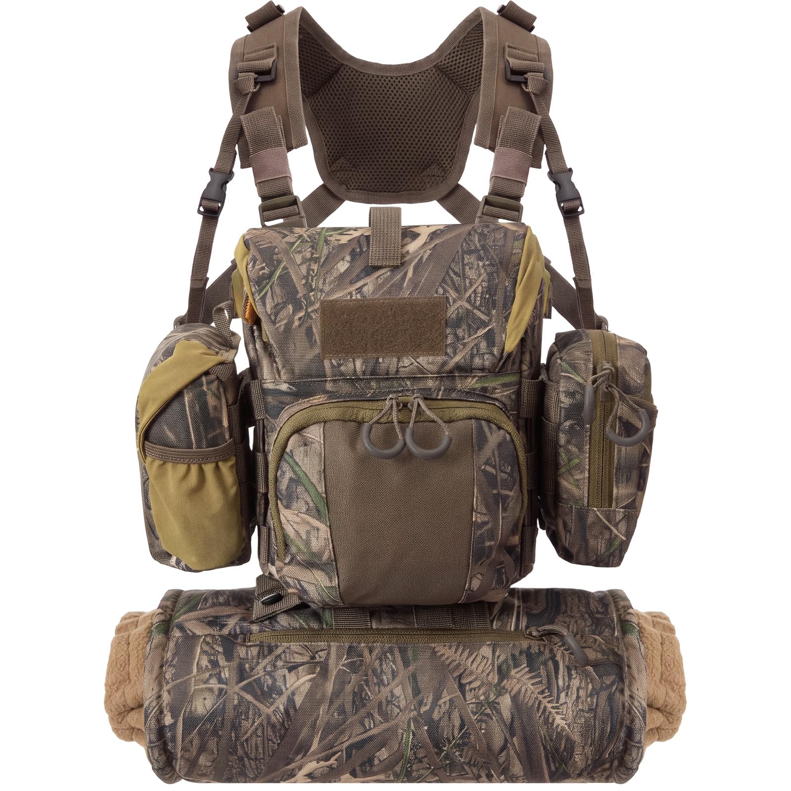 Locmeo Binocular Harness Chest Pack, Hand Warmer, Multi Pocket, Camo | Adjustabl