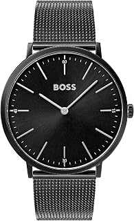 BOSS Men's Quartz Analog Watch with Black Stainless Steel Mesh Strap - 1513542